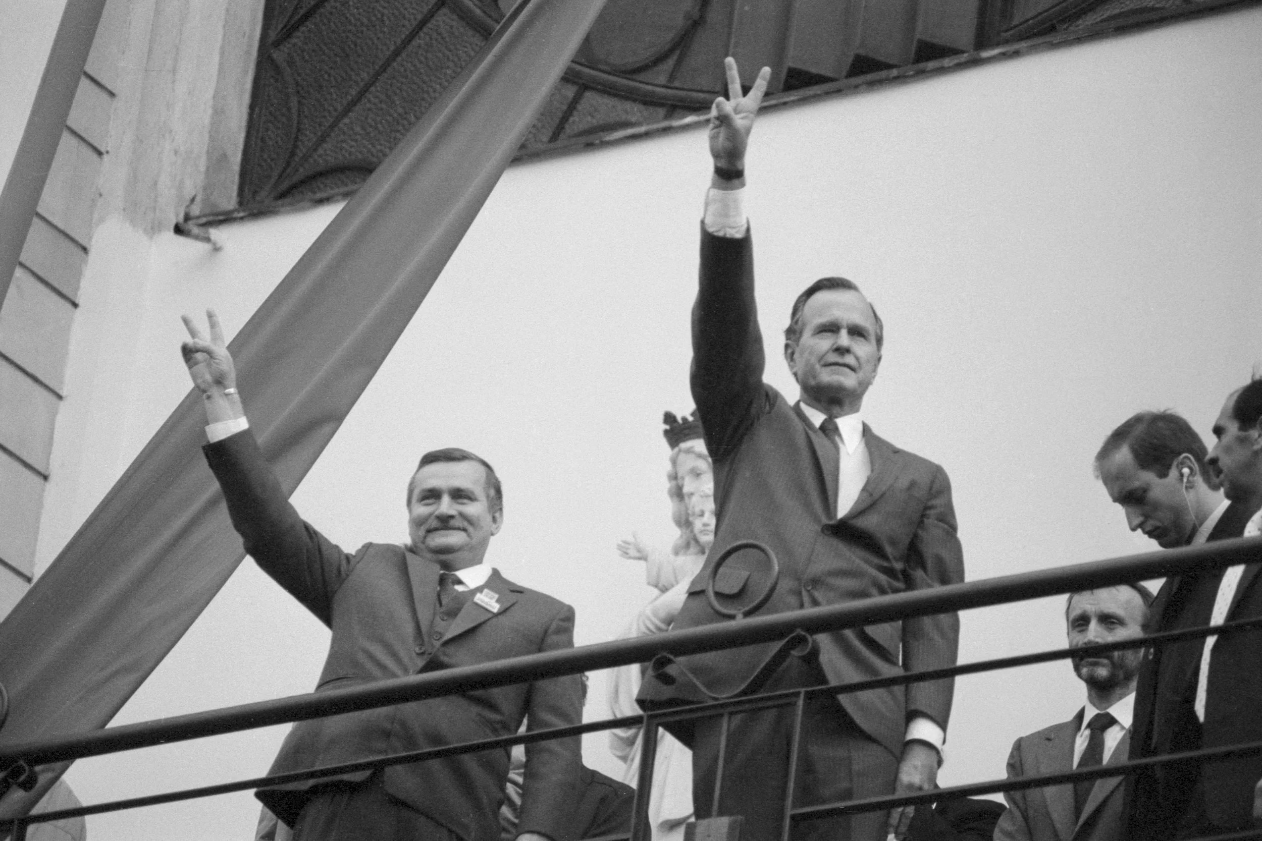 Prezydent USA George Bush i Prezydent Lech Wałęsa.
Warszawa, lipiec 1992