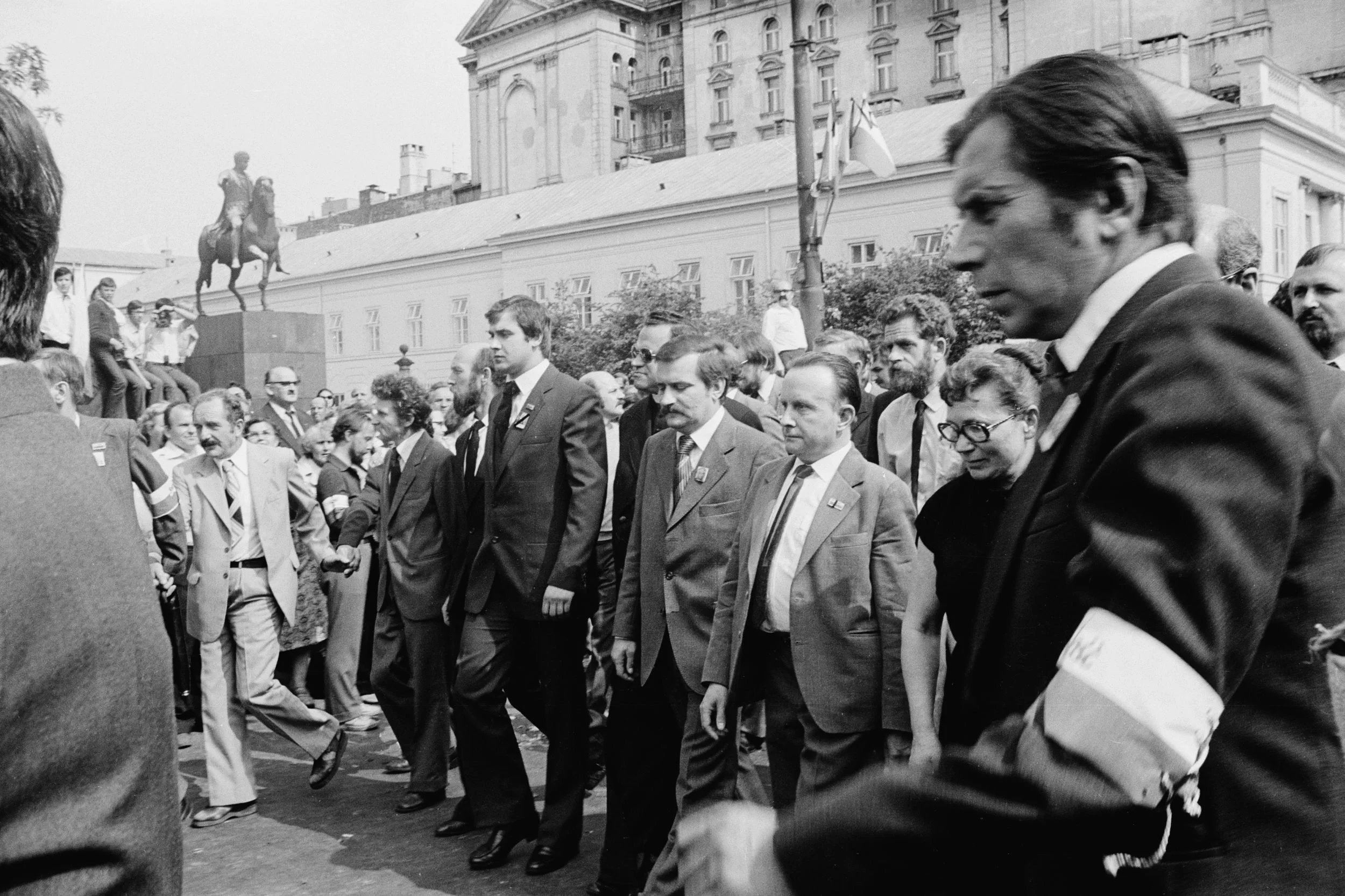 Pogrzeb Kardynała Stefana Wyszyńskiego.
Na zdj. mi.in. Gabriel Janowski, Jan Baumgart, Jan Kułaj, Ks. Henryk Jankowski, Lech Wałęsa, Adam Gwiazda, Anna Walentynowicz. Warszawa, maj 1981