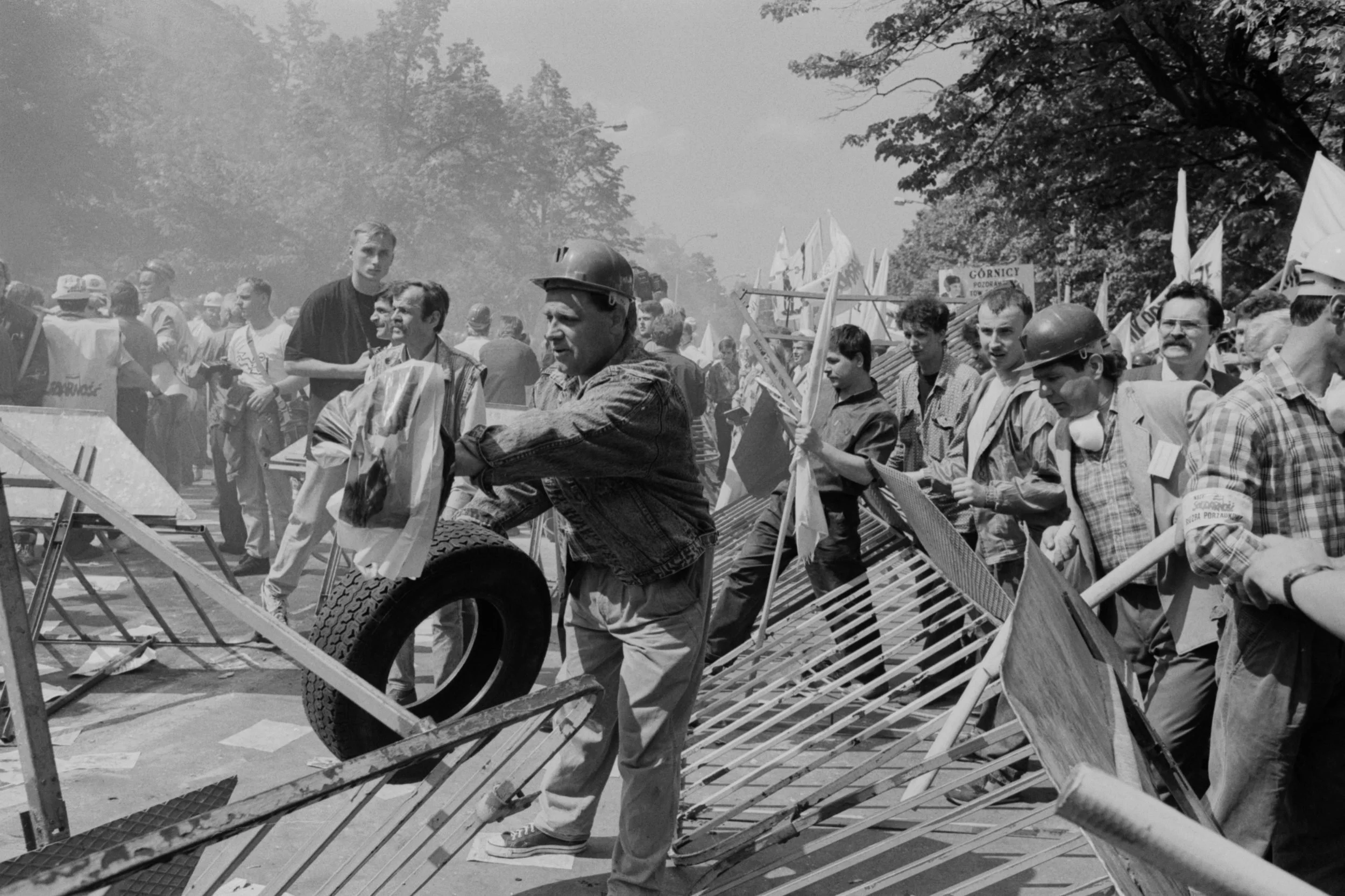 Demonstracja górników. 
Warszawa, Czerwiec 1995