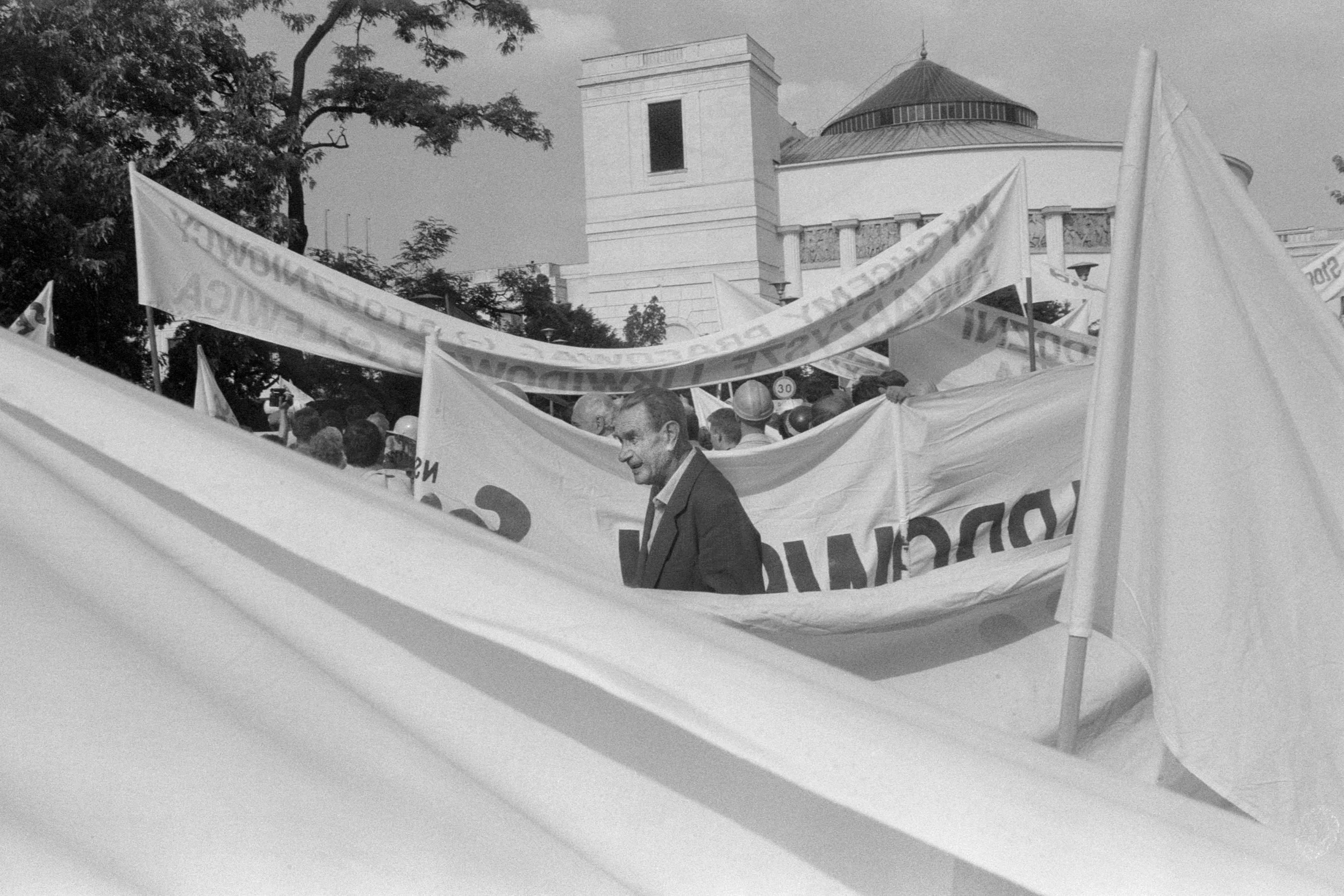 Demonstracja gdańskich stoczniowców.
Warszawa, marzec 1996