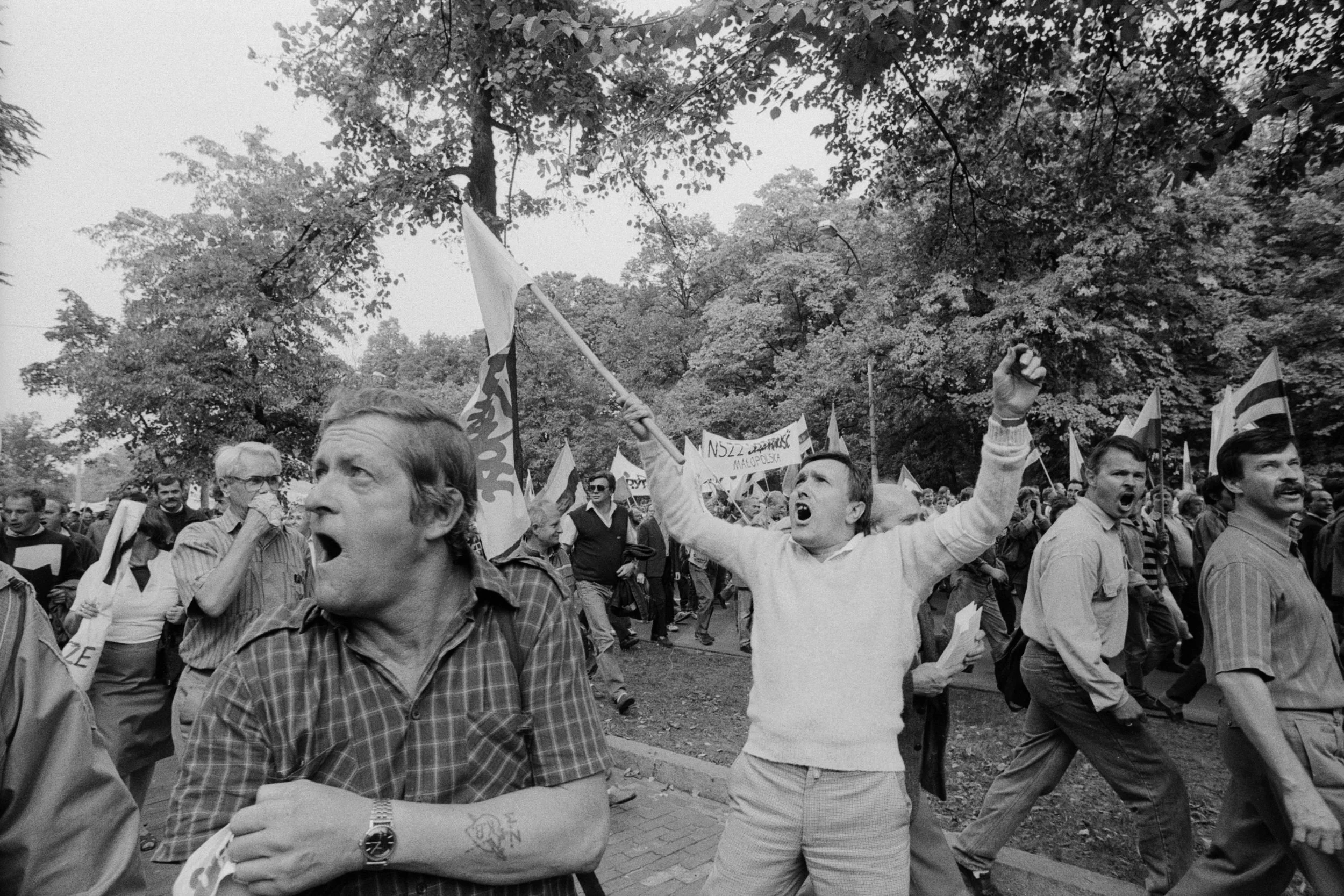 Demonstracja pracowników Zakładu  Ursus. Warszawa, wrzesień 1992