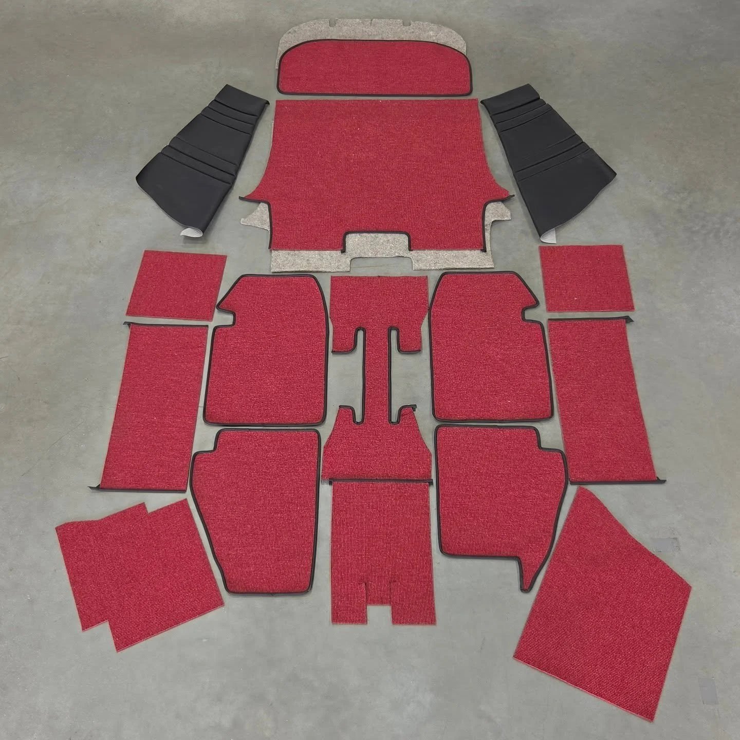 Custom carpet kit all made and ready to go in the 356B

#aircooledporsche #carpetdesign #relicateleather #356 #teamwerks