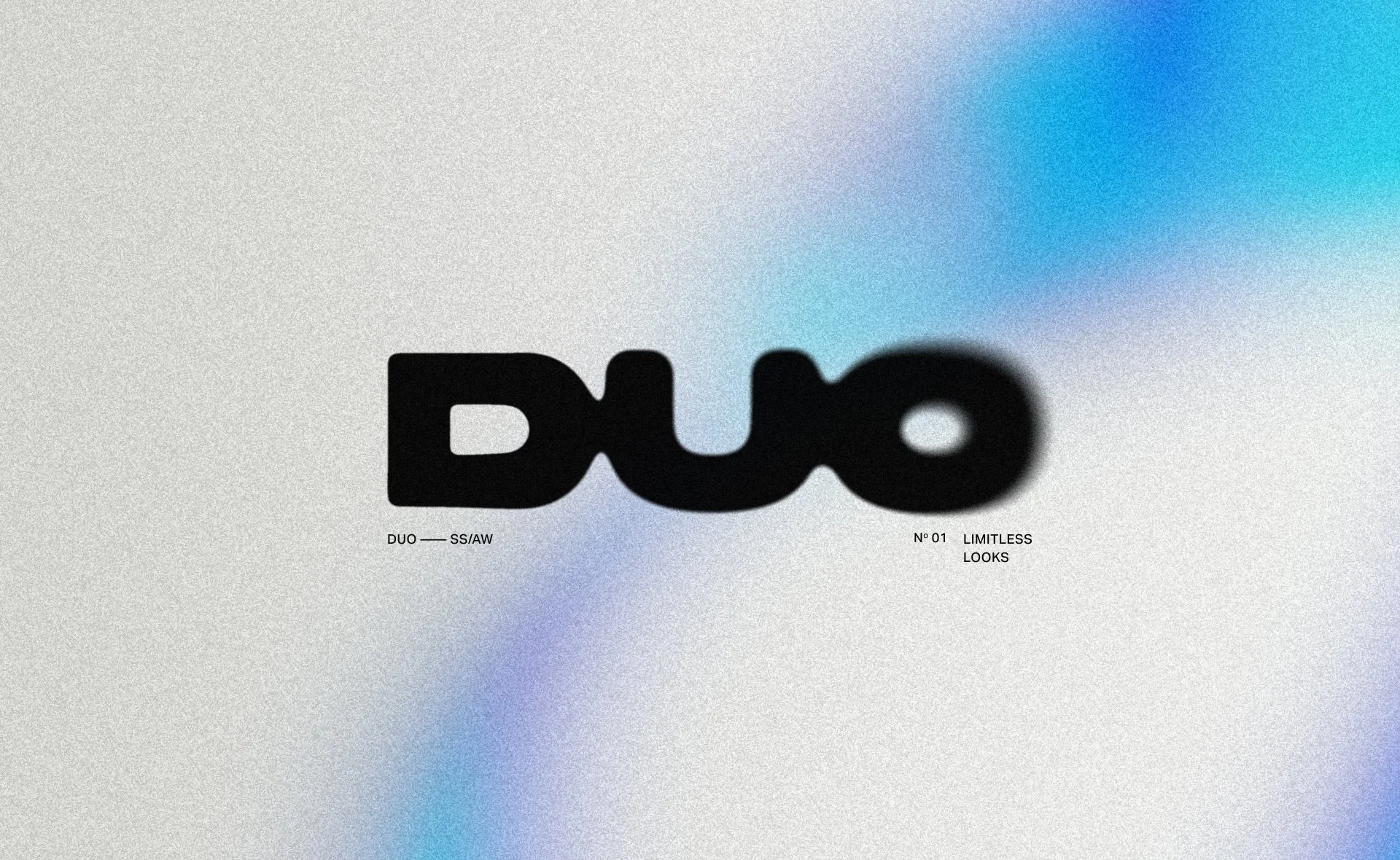 Close-up of black text 'DUO' cast as a shadow on a textured background with gradient blue and gray color.