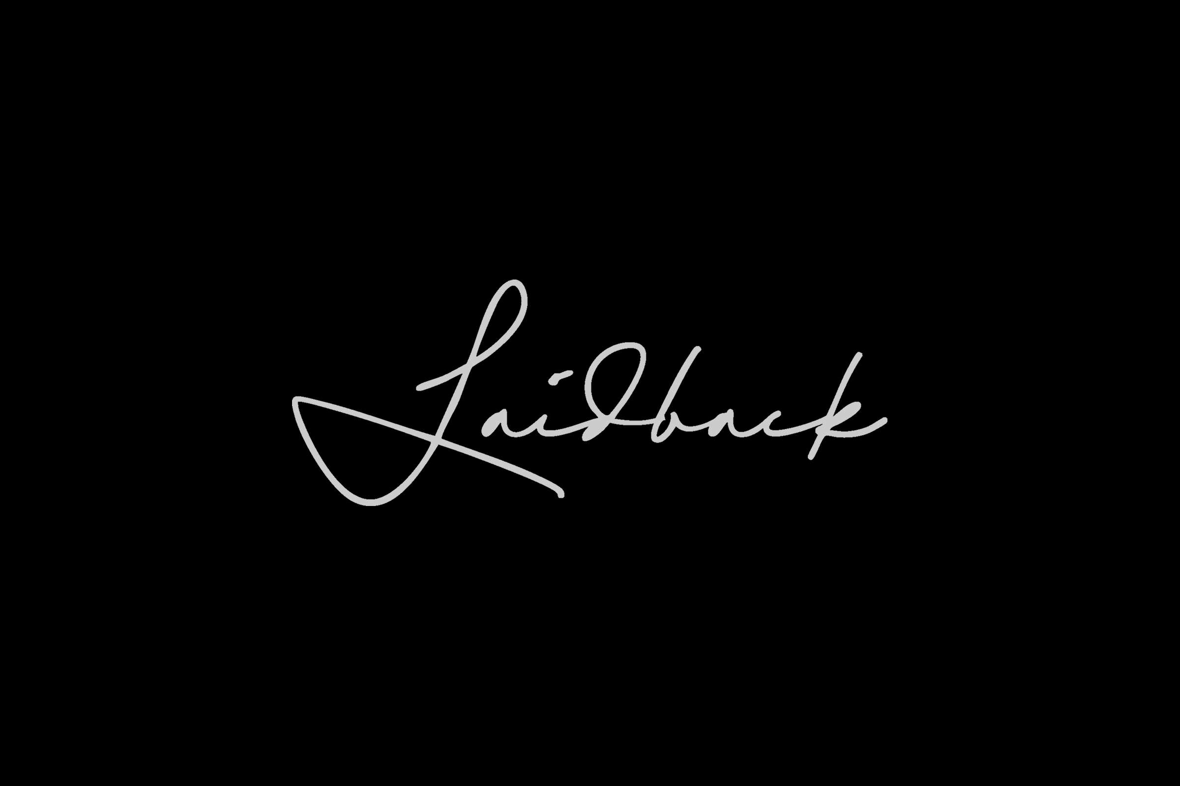 Stylized text that reads 'LadBack' in cursive font on a black background.