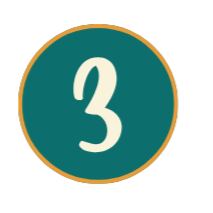 A teal circle with a cream number 4 in the center