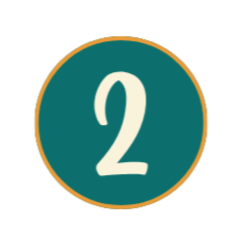 A teal circle with a cream number 1 in the center