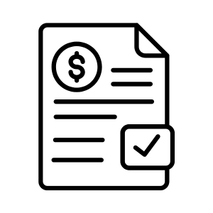 Document with dollar symbol and checkmark