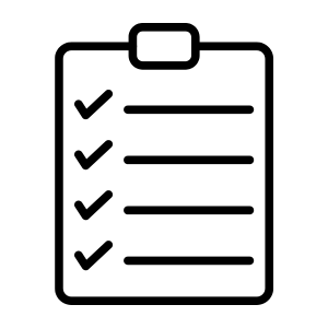 Checklist on a clipboard with four checkmarks