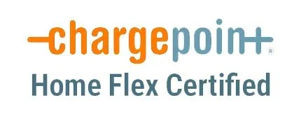 ChargePoint Home Flex Certified logo with orange and blue text.