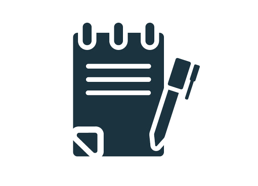 Icon of a notepad with a pen and an eraser.