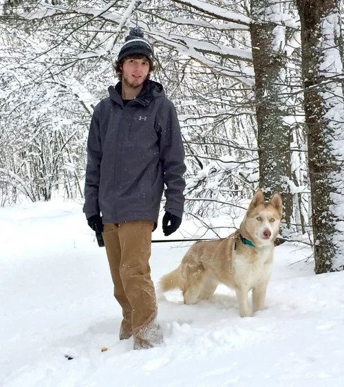Alec with his rescue dog Echo