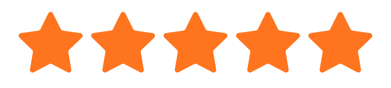 Five orange stars in a row.