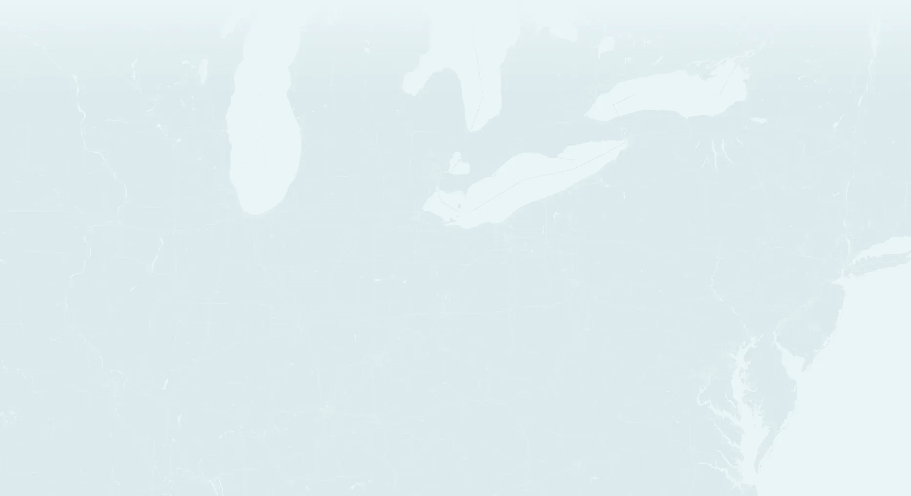 A light blue map of the Northeast Ohio with state borders and major waterways visible.