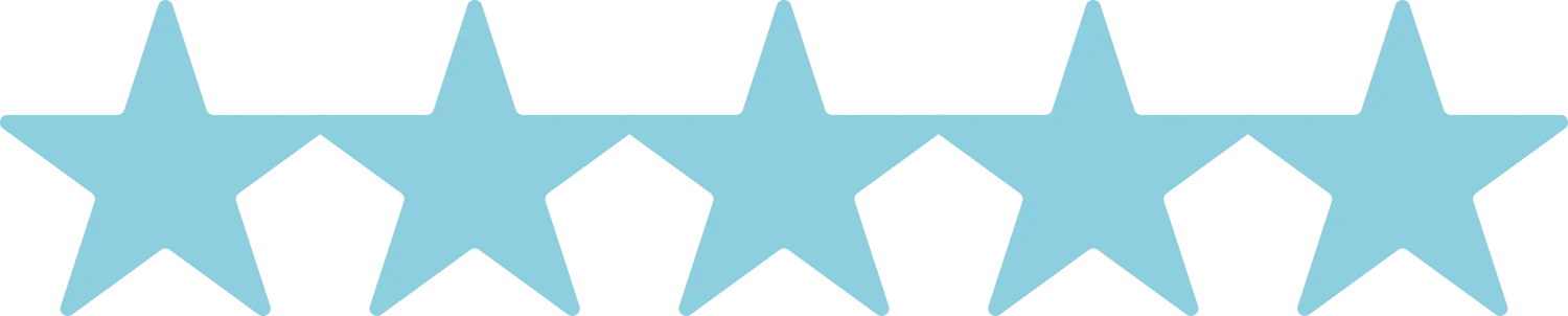 Five blue stars in a row