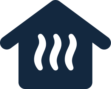 A house icon with three wavy lines inside, indicating insulation.