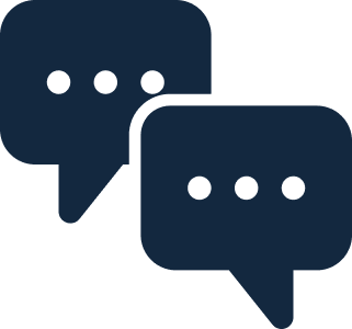 Two speech bubbles with ellipses indicating conversation.
