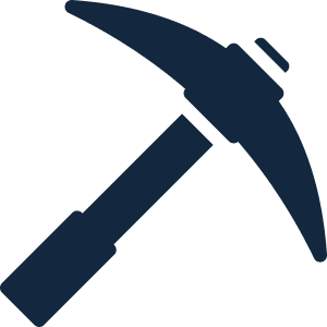 Silhouette of a pickaxe.