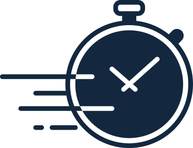 Illustration of a stopwatch with lines indicating speed or quickness.
