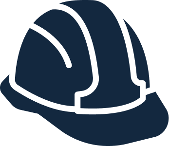 Illustration of a blue construction hard hat.