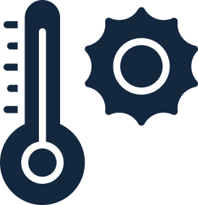 Icon of a thermometer and a gear, representing temperature control or settings