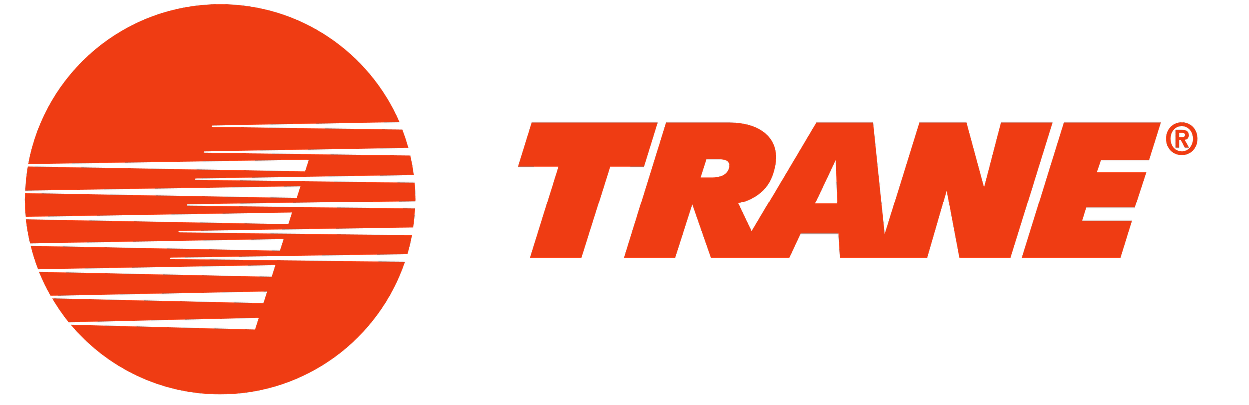 An orange logo with word 'TRANE' in bold orange letters.