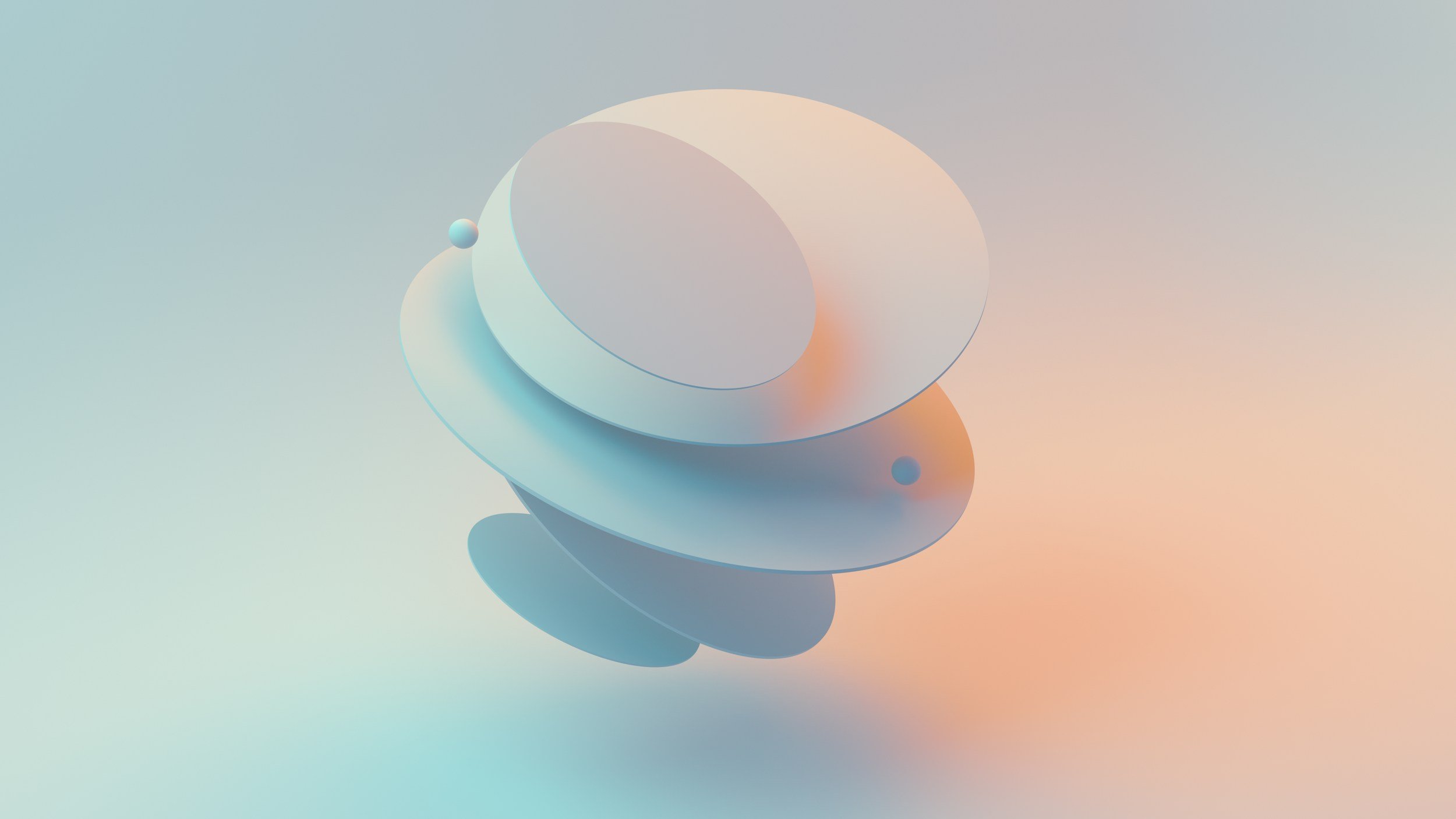 Abstract digital artwork with overlapping pastel-colored circular shapes and shadows.