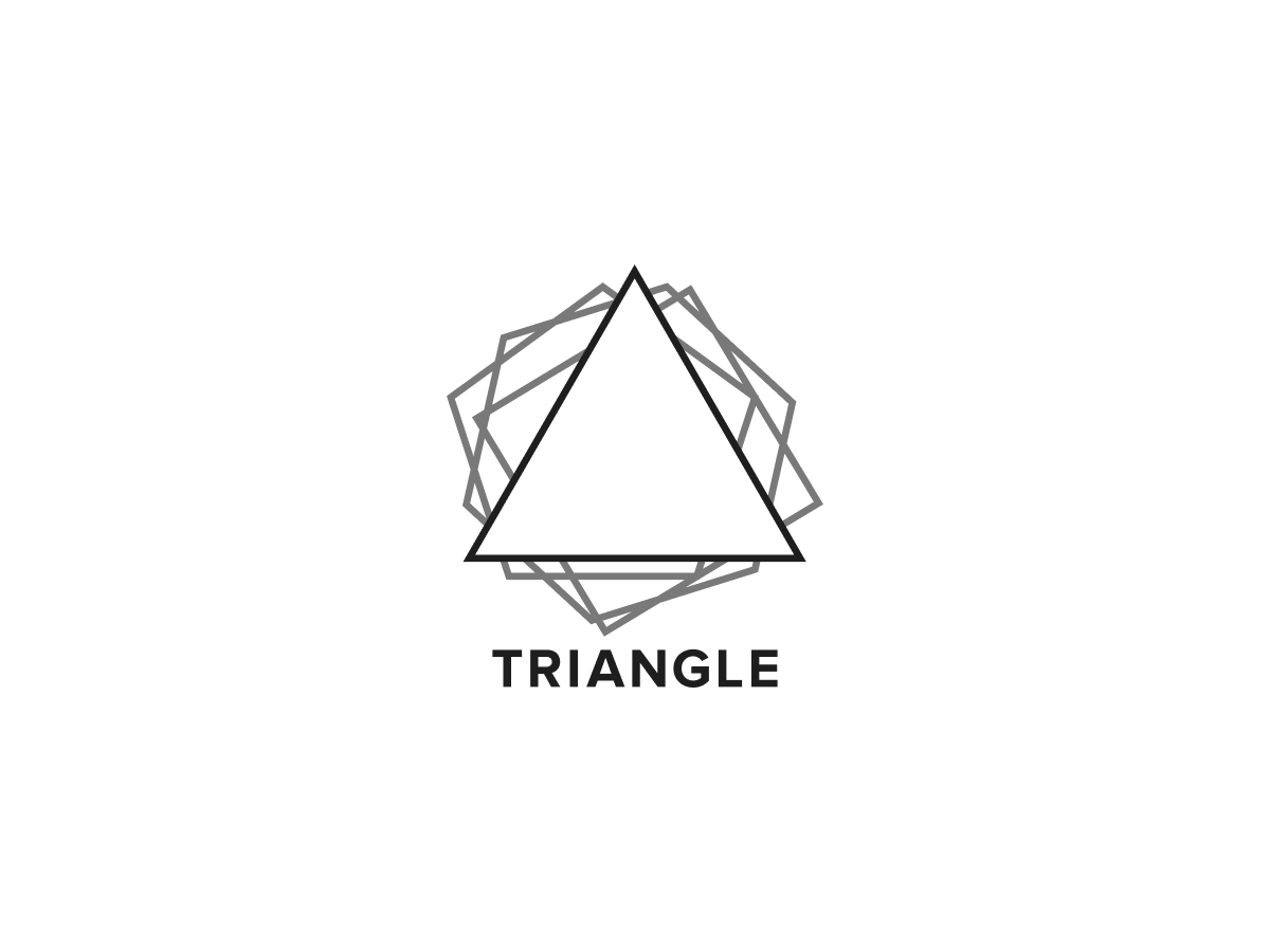Simple black and white graphic of a triangle with a geometric background pattern and the word 'TRIANGLE' underneath.