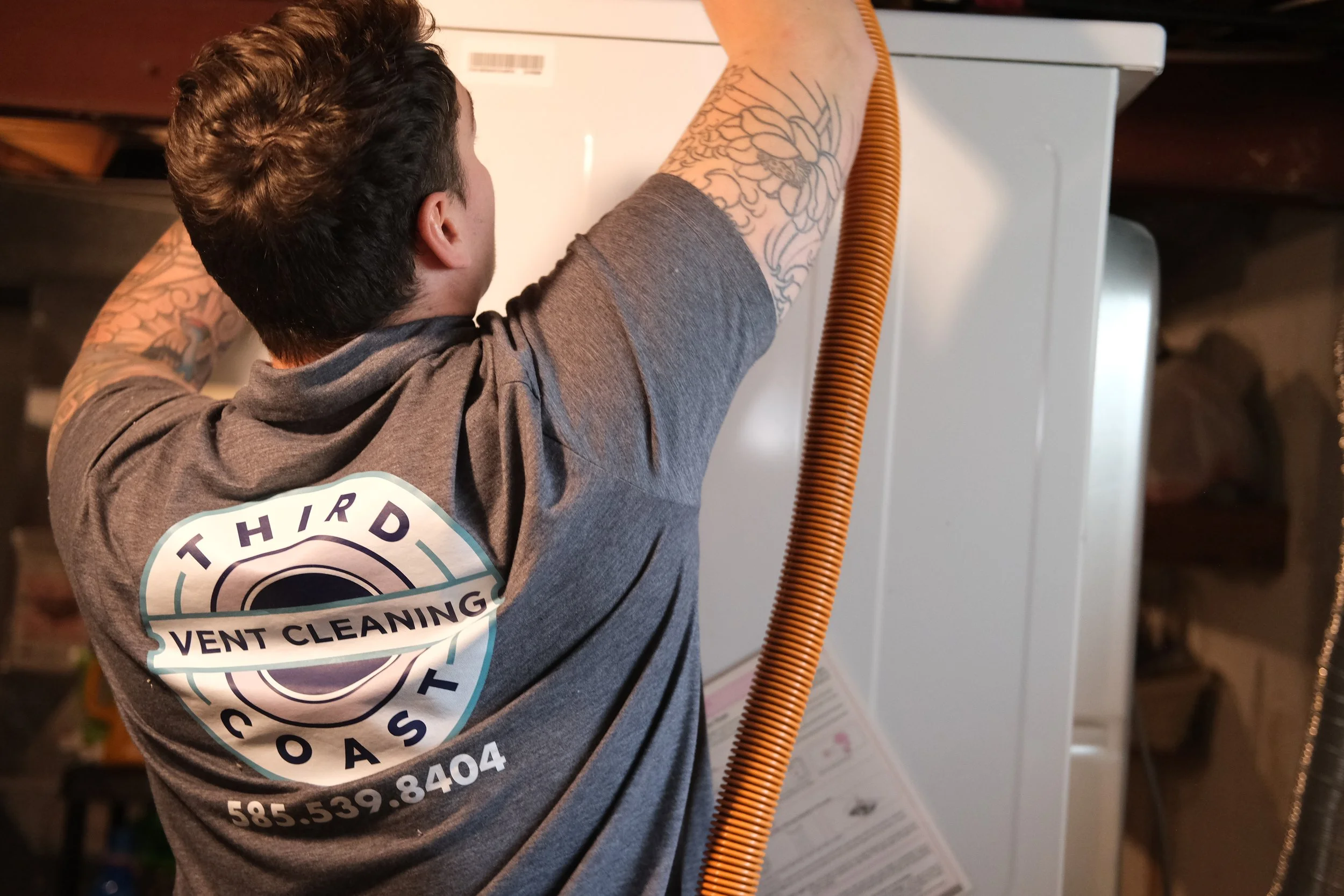 Dryer vent lint buildup removed by Third Coast Vent Cleaning Webster NY