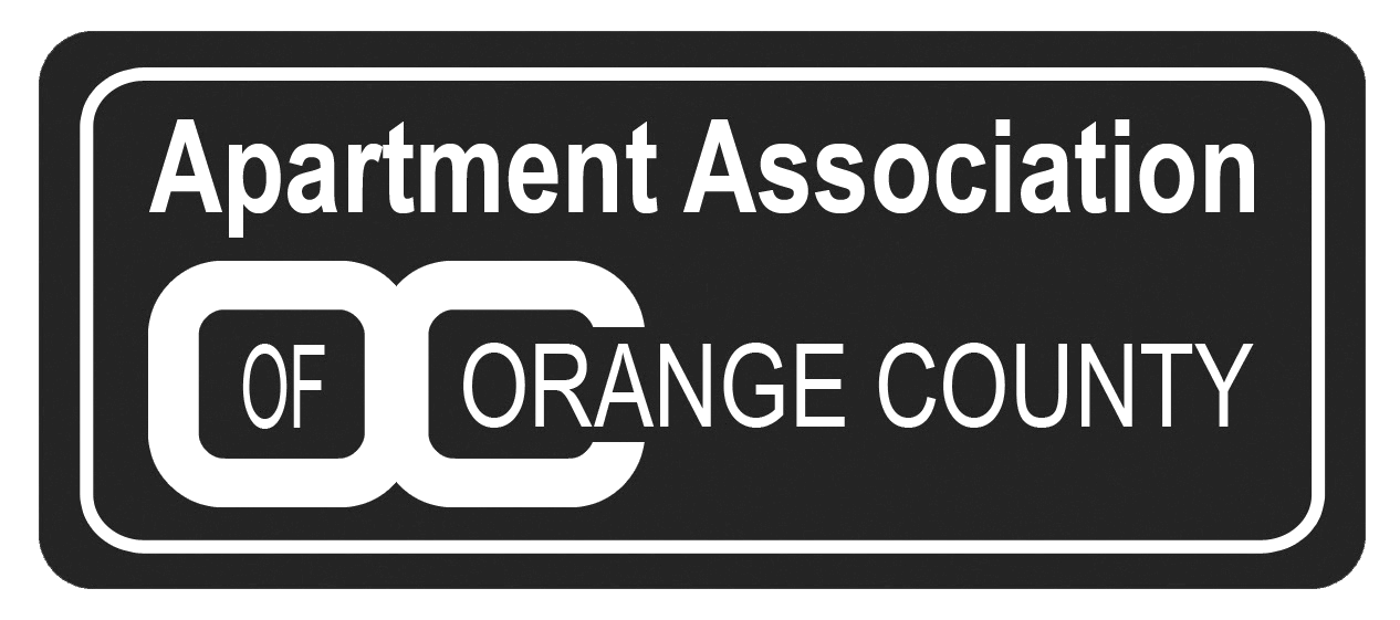 Logo for apartment association of orange county featuring a black rectangle and an inner white rectangular frame
