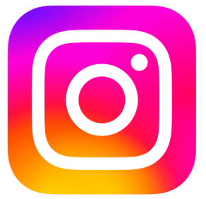 Instagram logo with a multicolored gradient background.
