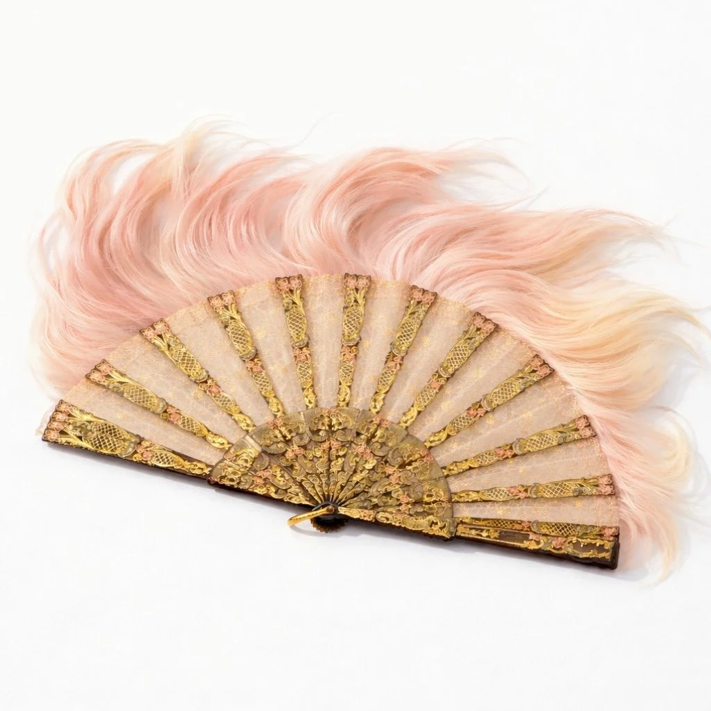 Human hair sculptural fan, collectible objects from The Quiet Objects by Vigo Leonarte