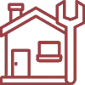 Icon of a house and a wrench, representing renovation.
