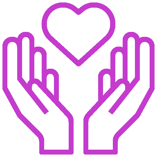 Outline of two hands holding a heart