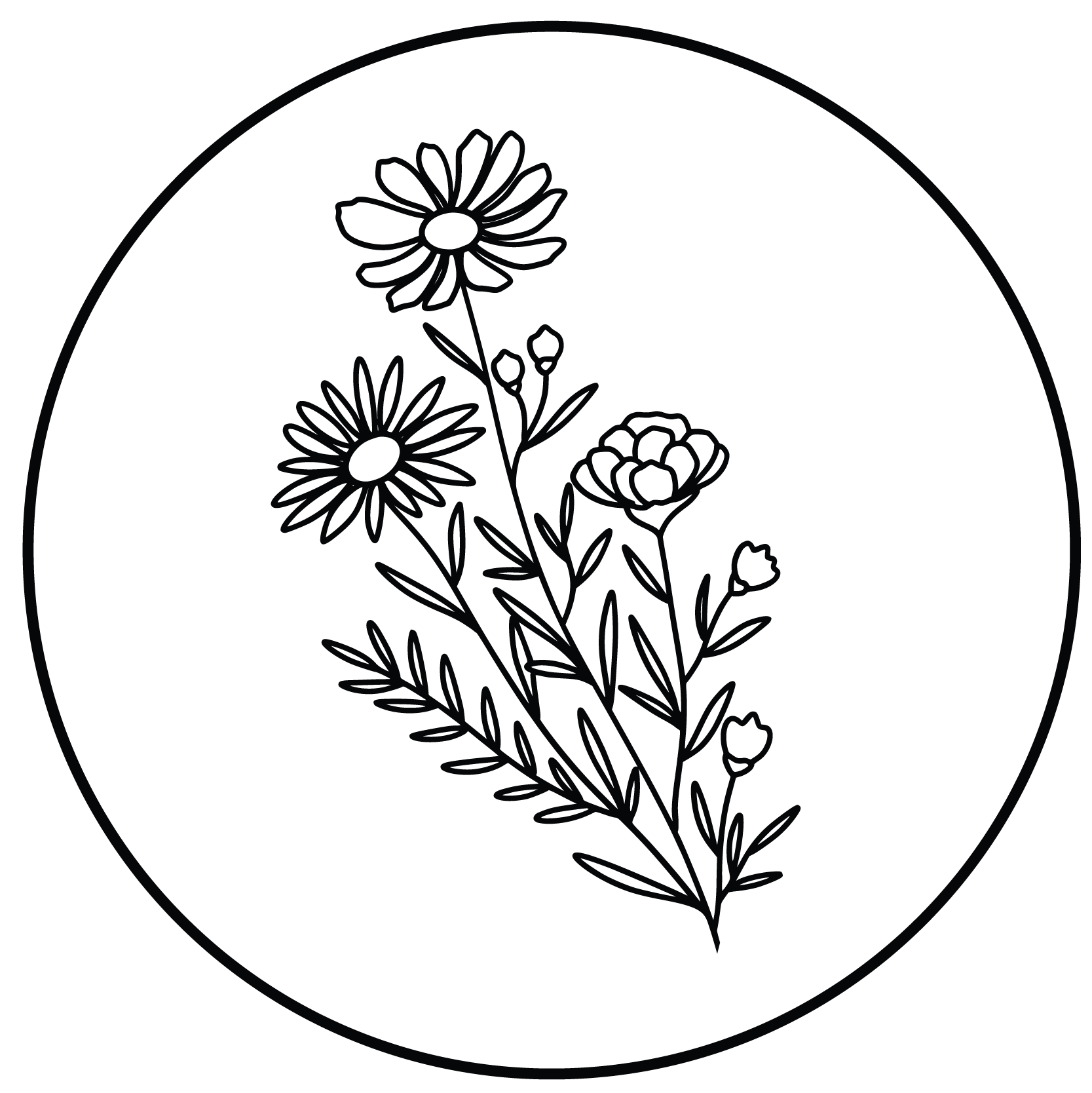 Wild flowers hand drawn representing the support and care of a doula for a hospital birth