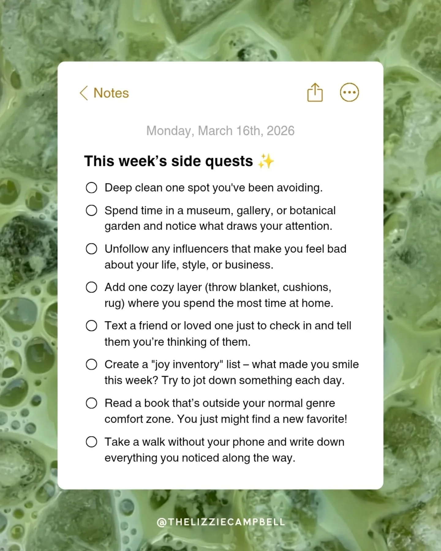 Side quests for this week ✨ what's on your to do list?