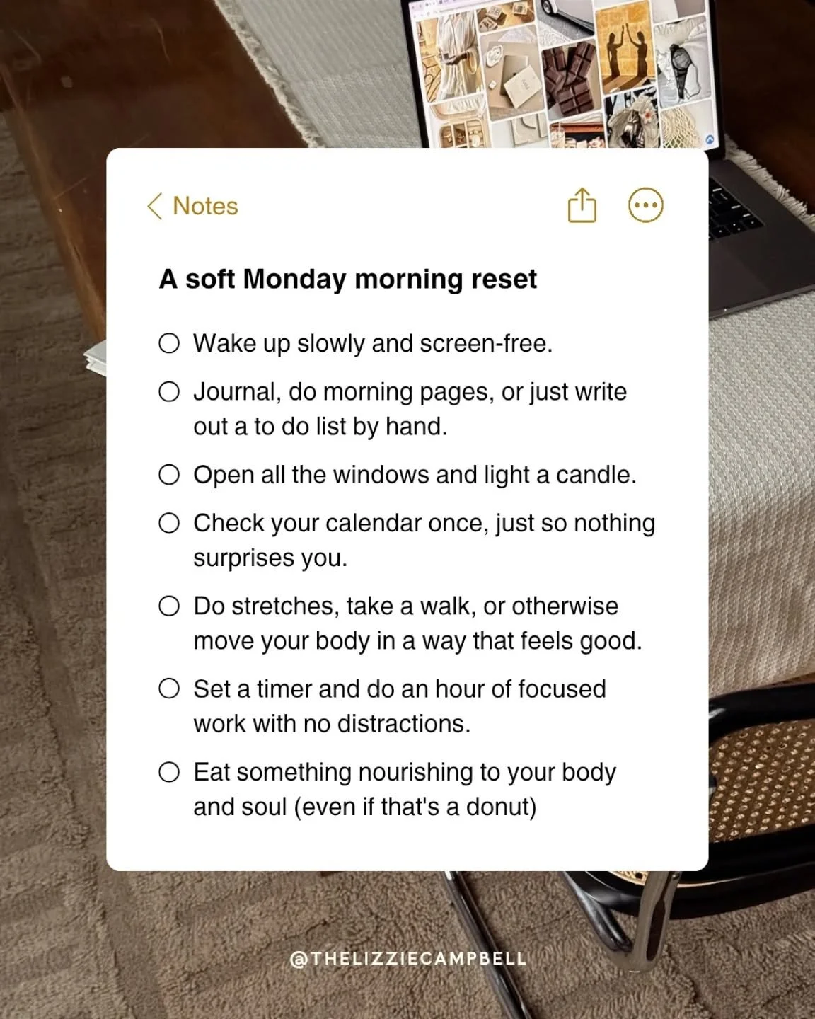 May this Monday be soft. The kind where you wake up slowly, open the windows, and ease in. Where taking care of yourself isn't something you squeeze in between tasks, it's just how the day begins. Nothing urgent. Nothing to optimize. Just a good star