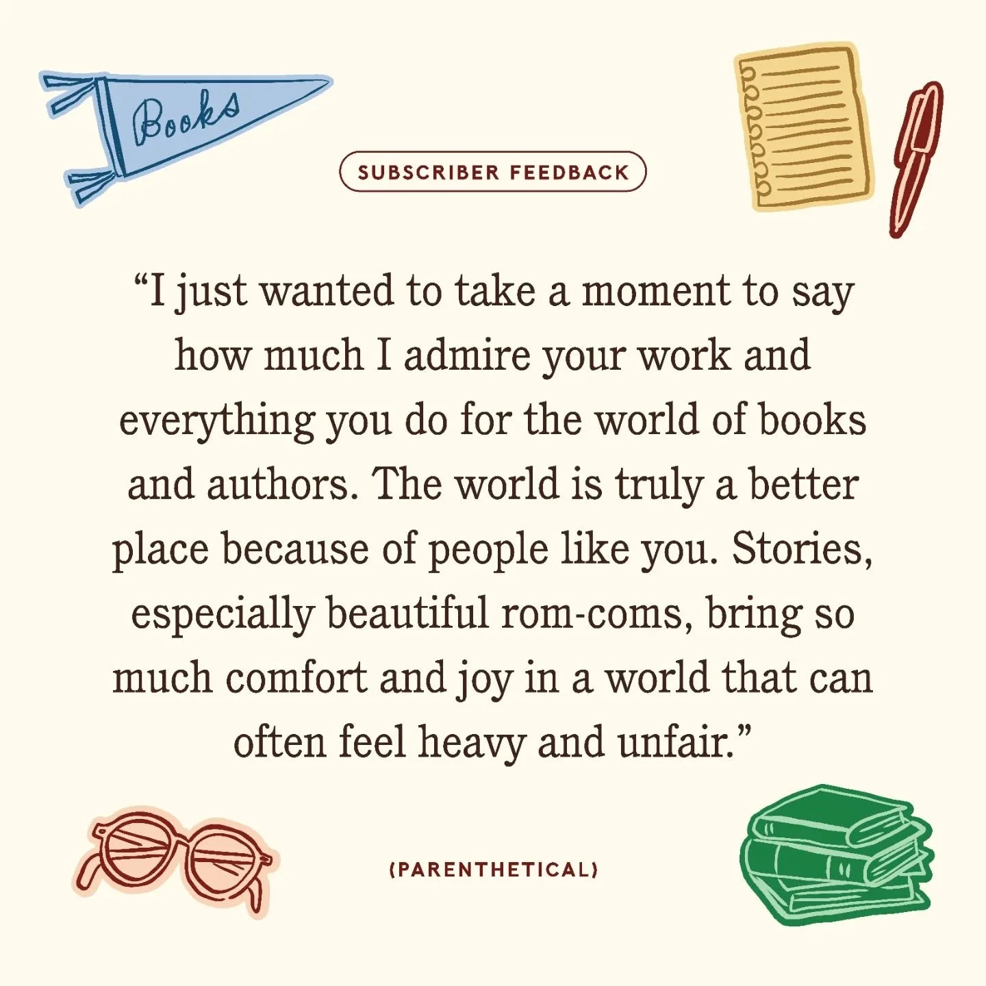 This was the exact thing I needed to hear during a very tough week. Some recent subscriber feedback (and a sneaky peek at some new branding) from my @substack Parenthetical. (Link in bio!!!)
