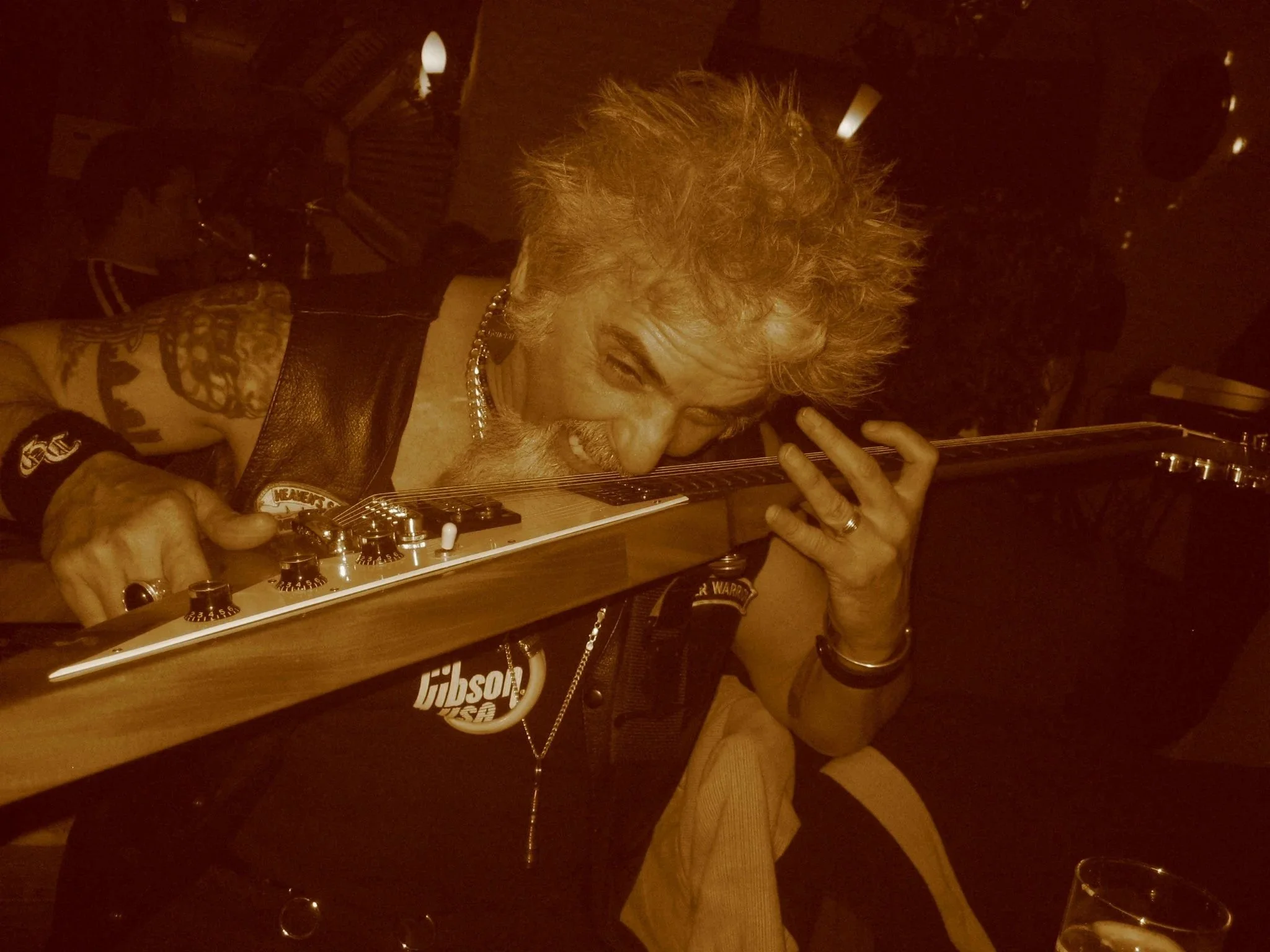 Playing the Flying V with my teeth in Amsterdam.