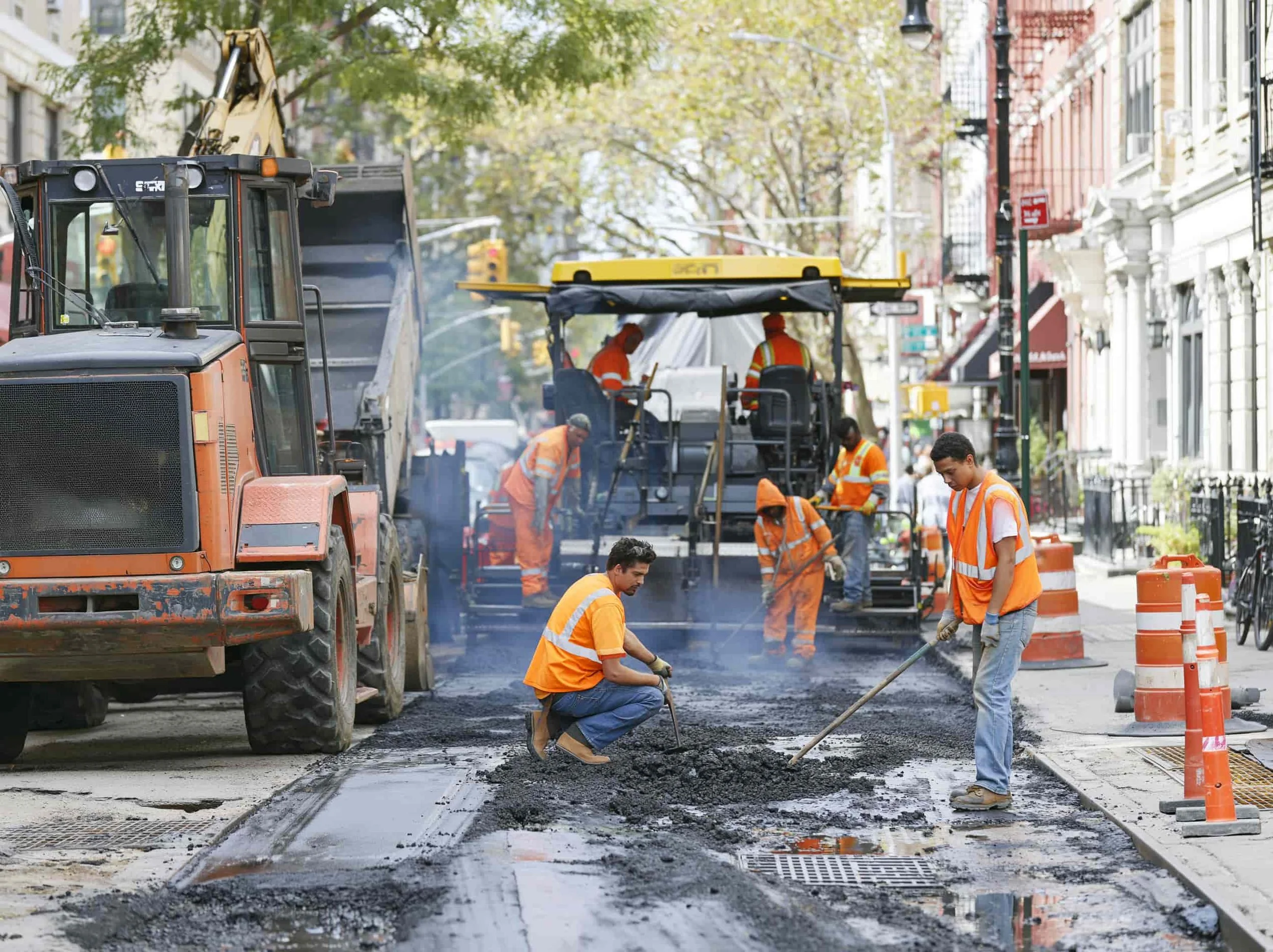 Hattan Contracting team performing street restoration after a NYC water main replacement