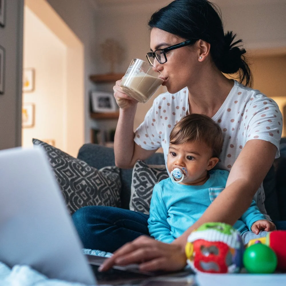 Mother and baby at home feeling safe and confident booking a Sir Painter service
