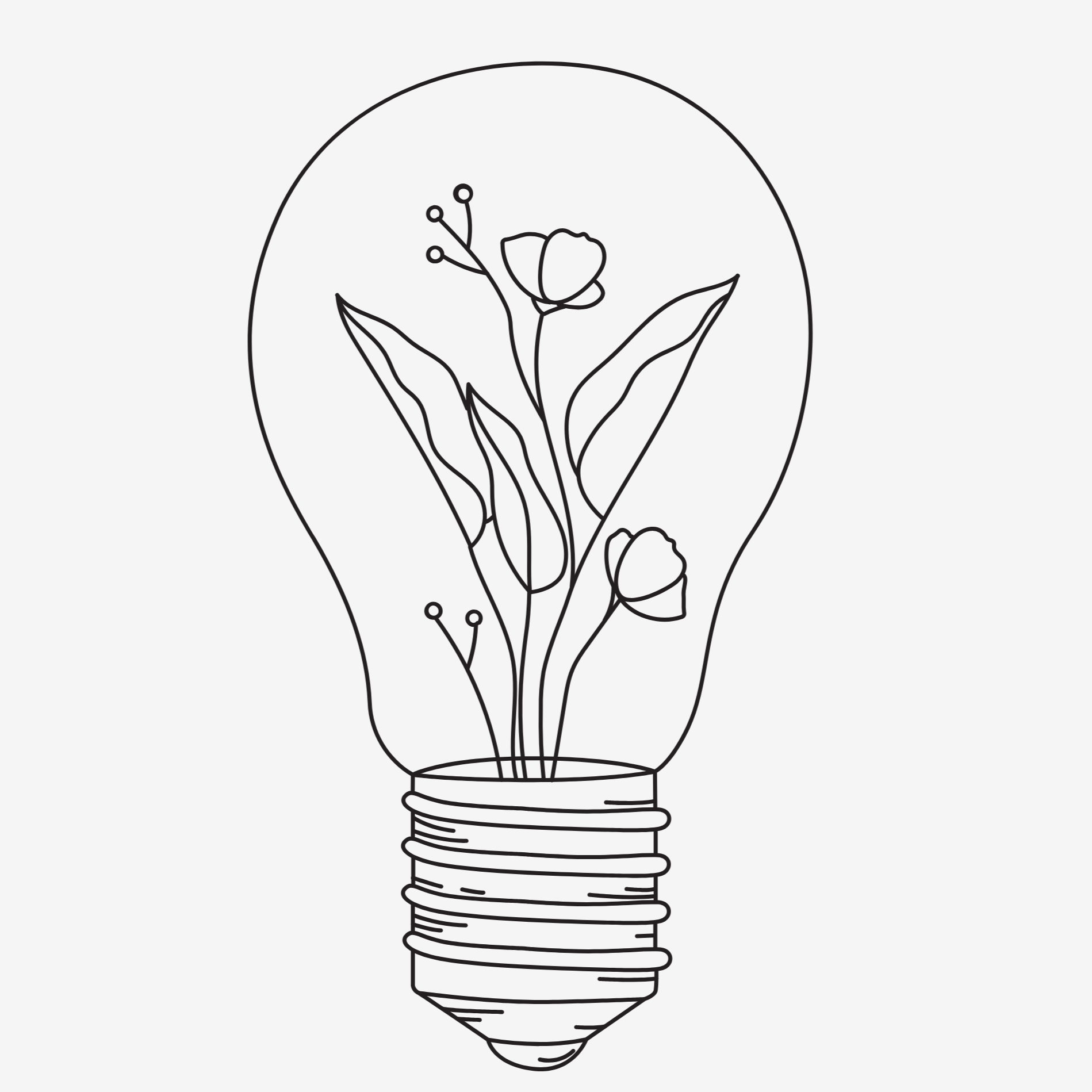Lightbulb with growing foliage symbolising ideas, learning and organisational development