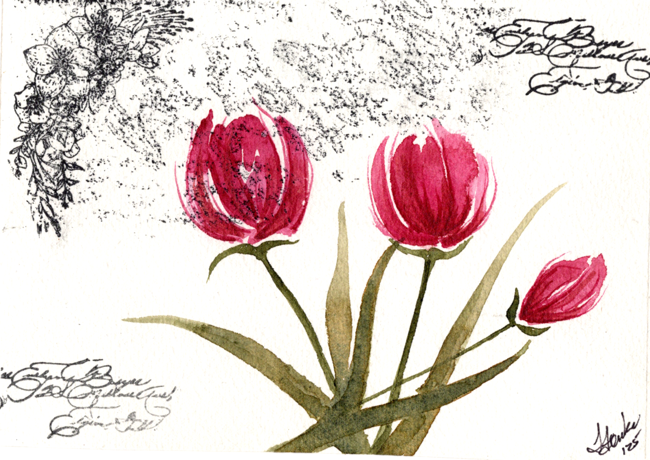 Vintage Tulips - 5x7 