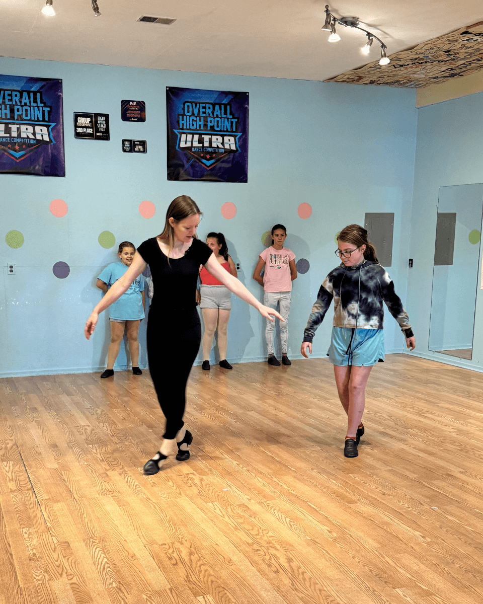 Working on jazz dance steps at Crazy Moves Dance Studio