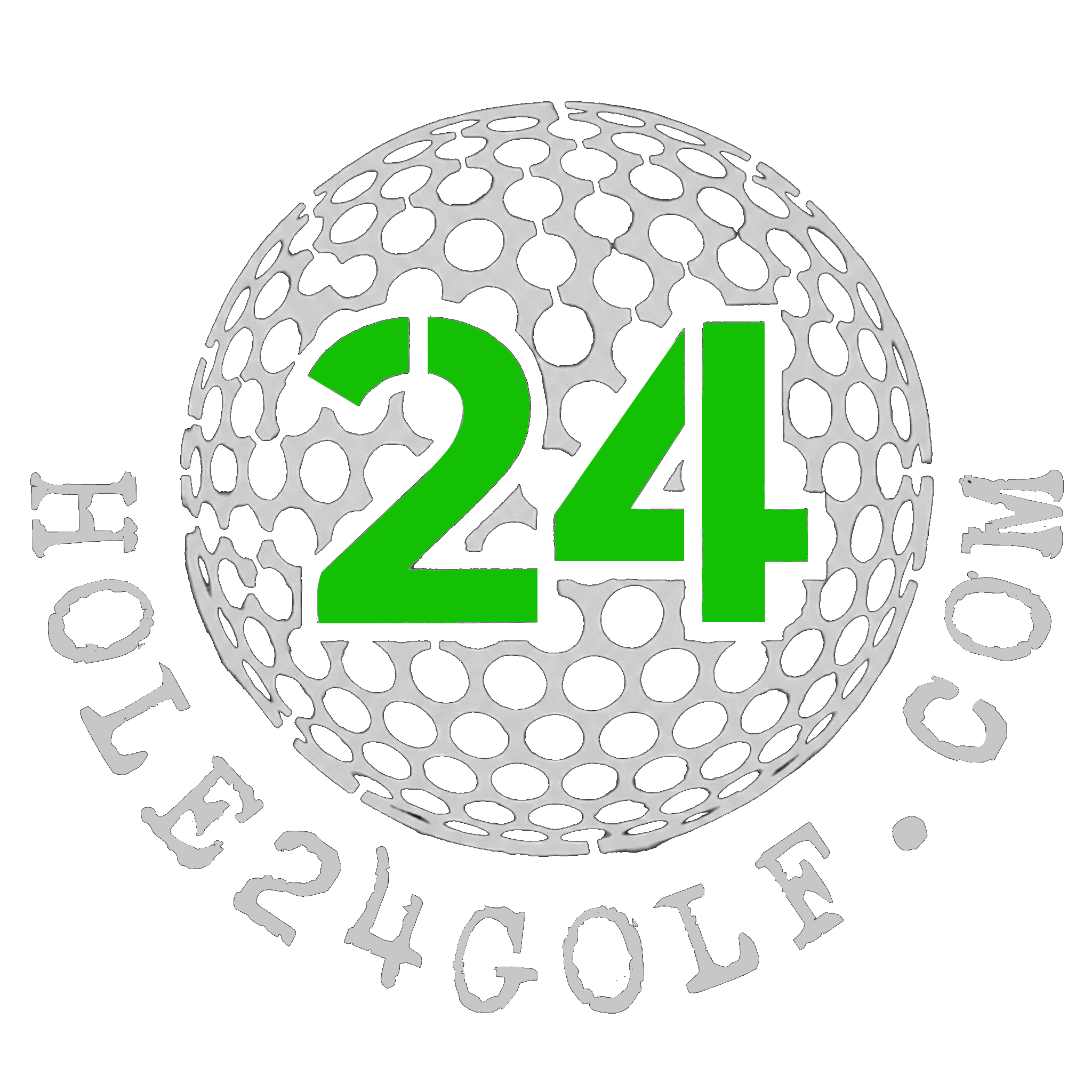 A miniature golf ball with a golf tee and the number 24 in green on the ball, with the text "Mini Golf" in block letters surrounding it.