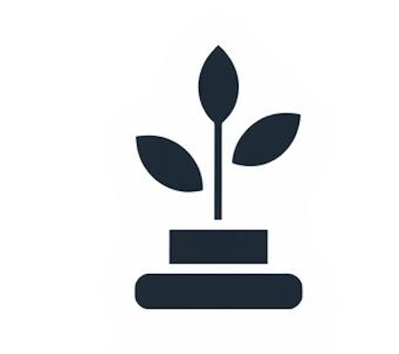 Une icône représentant une pousse de plante en croissance sur une base