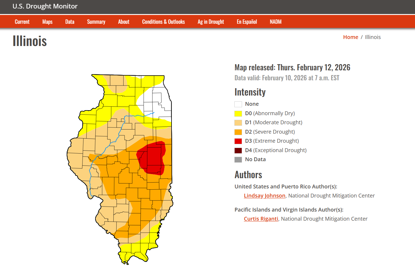 map of drought in Illinois