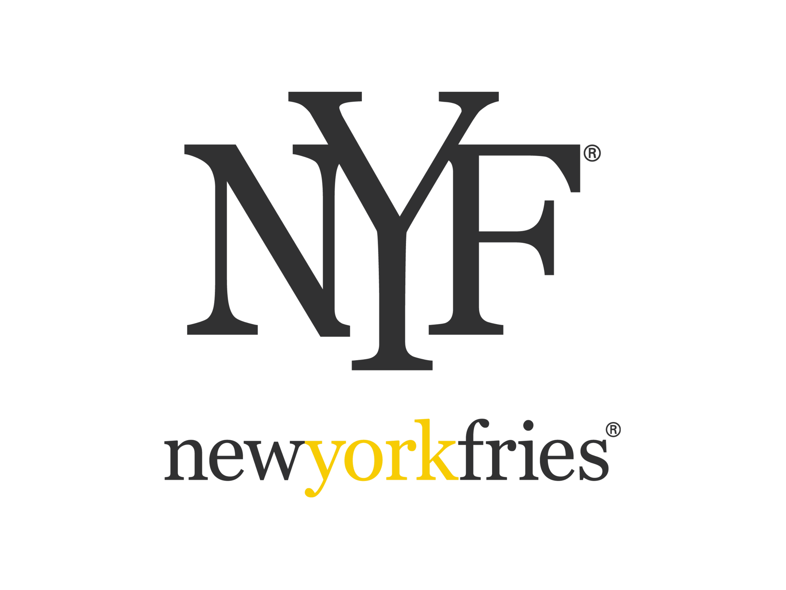 The New York Fries logo with large black letters and the word 'new york fries' in yellow and black underneath.