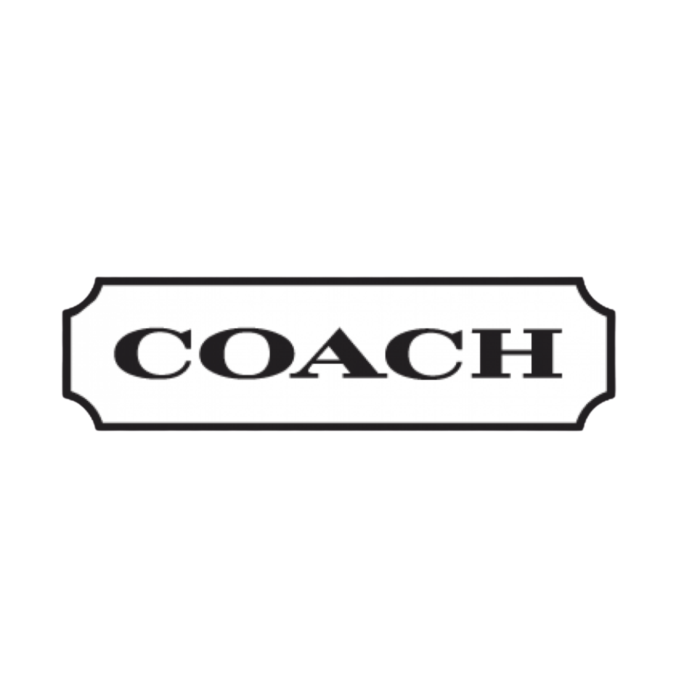 Black and white sign with the words "COACH" in bold capital letters.