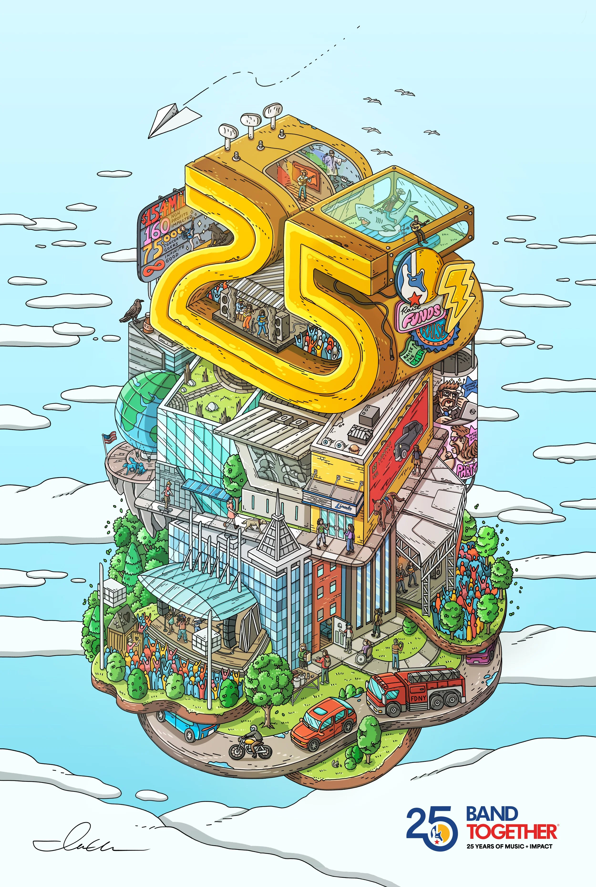 Band Together 25th Anniversary Signature Print - Illustration