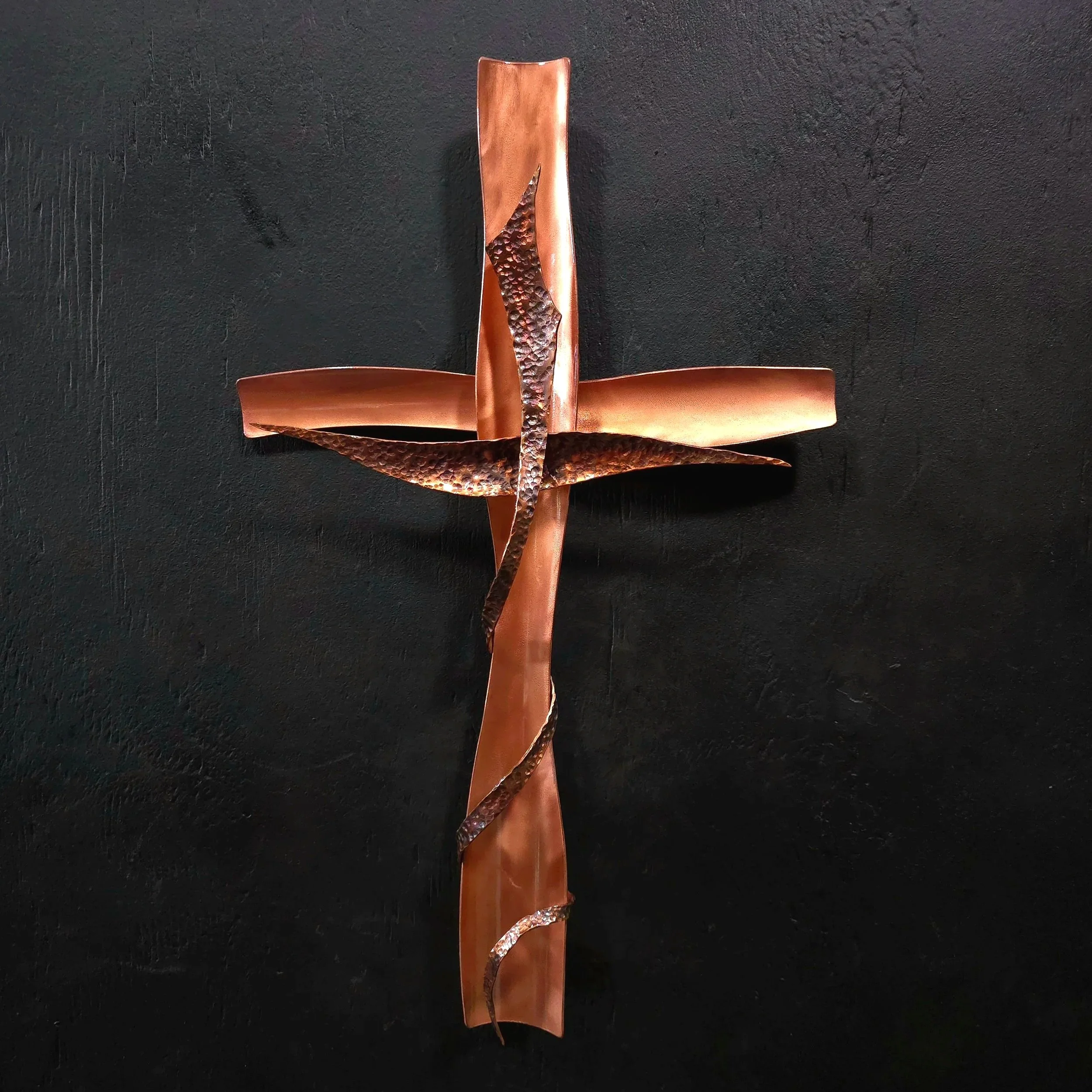 copper-cross-hand-hammered-front-view